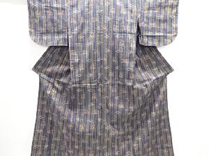 平和屋着物▽上質な紬 単衣 縞 正絹 逸品 AABB3579jh